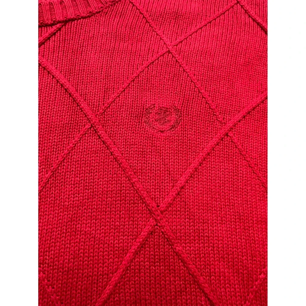 IZOD Mens‎ Red Diamond Textured Knit Crewneck Cotton Pullover Sweater XXL